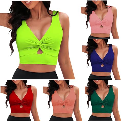 Xdegoge Bikini Tops For Women Cropped Tankini Top Padded Push Up Twist Front Swimsuit Top Sexy