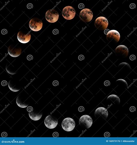 Lunar Eclipse Phases, Blood Moon, Composite Lunar Eclipse Stock Photo ...