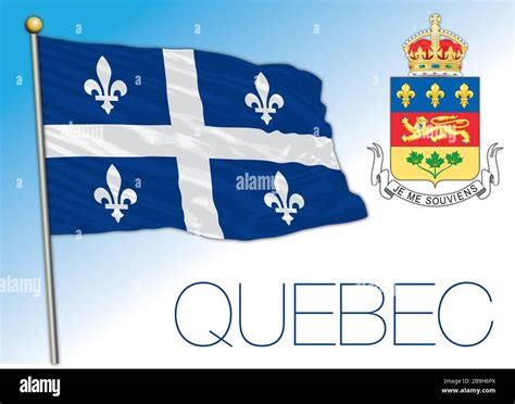 Quebec Official National Flag And Coat Of Arms Canada Vector