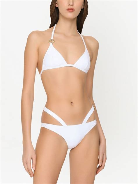 Dolce Gabbana Dg Logo Triangle Bikini White Farfetch