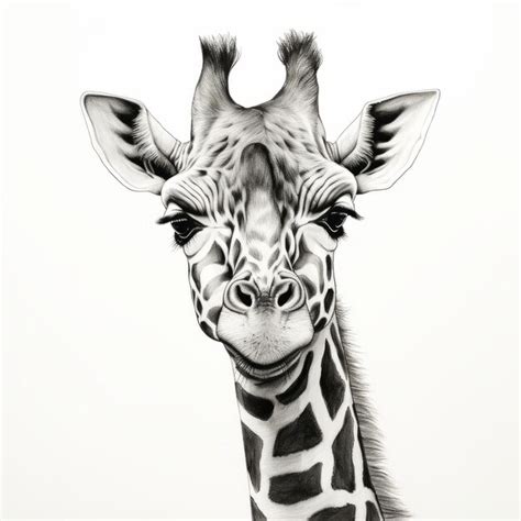 Premium Photo Black And White Giraffe Head Pencil Drawing By Julie