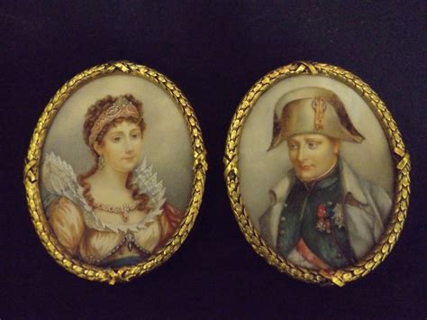 A Large Pair Of Miniature Portraits Napoleon & Josephine