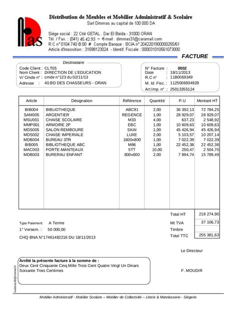 Modèle Facture Pdf Fichier Pdf