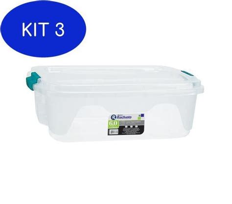 Kit Caixa Organizadora Transparente Litros Plasticos Rischioto