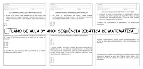 Plano De Aula 3º Ano SequÊncia DidÁtica De MatemÁtica SÓ Escola