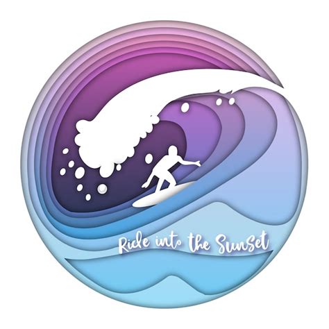 Premium Vector | Surfing ocean wave with the surfer silhouette