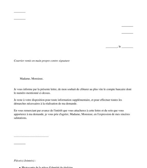 Lettre De R Siliation Compte Bancaire