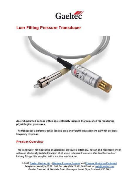 Luer Fitting Pressure Transducer Gaeltec Devices Ltd By Gaeltec Devices Ltd Issuu