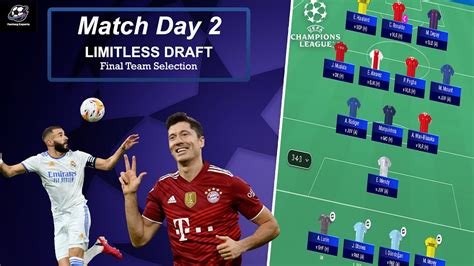 UCL Fantasy Match Day 2 LIMITLESS And WILDCARD DRAFT Final Team