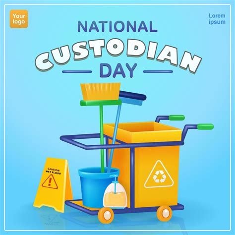 National Custodian Day Broom Cleaner Trash Can Glass Cleaner Soap