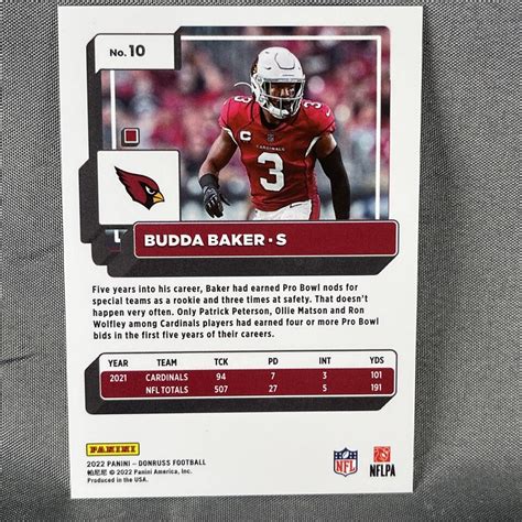 Budda Baker Arizona Cardinals 2022 Donruss Gold Holo Press Proof