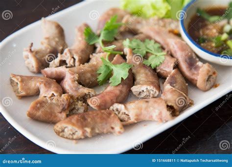 Deep Fried Pork Intestinesthai Food Stock Image Image Of Intestines