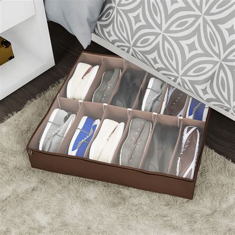 Under Bed Storage Shoe Organizer Bag With Clear Plastic Zippered Cover