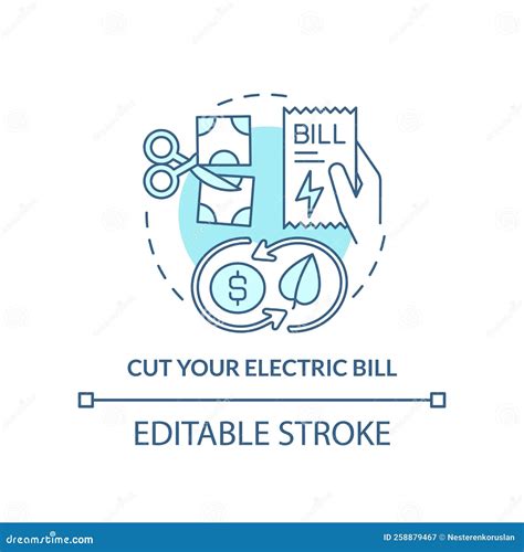 Cut Your Electric Bill Turquoise Concept Icon Stock Vector
