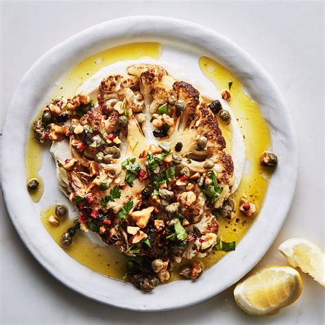 Cauliflower Steaks And Purée With Walnut Caper Salsa Recipe Bon Appétit