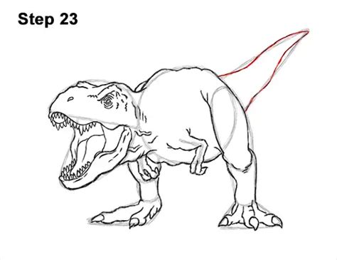 How To Draw A T Rex Roaring Video And Step By Step Pictures