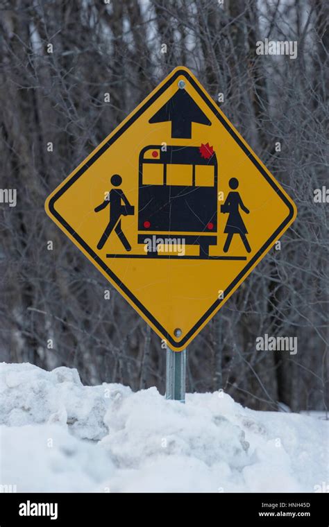 School bus warning sign Stock Photo - Alamy