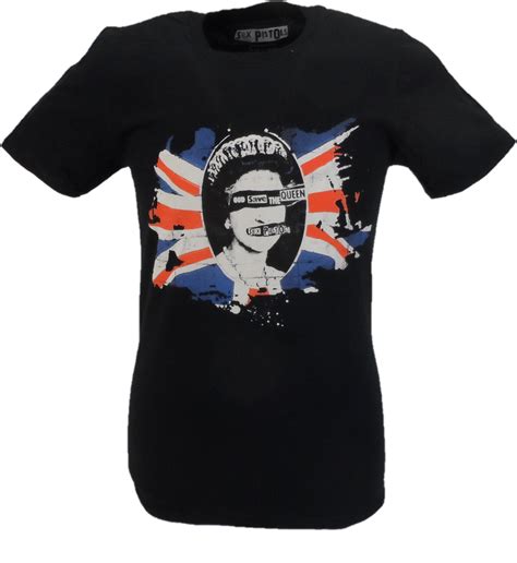 Mens Black Official Sex Pistols God Save The Queen T Shirt Ikon Original