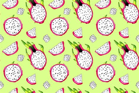 Fresh Pitaya Slice Sweet Beautiful Dragon Fruit Pattern Colorful