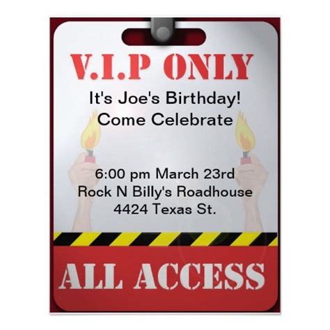 Backstage Pass Party Invitation Zazzle Personalized Invitations Party Card Invitations