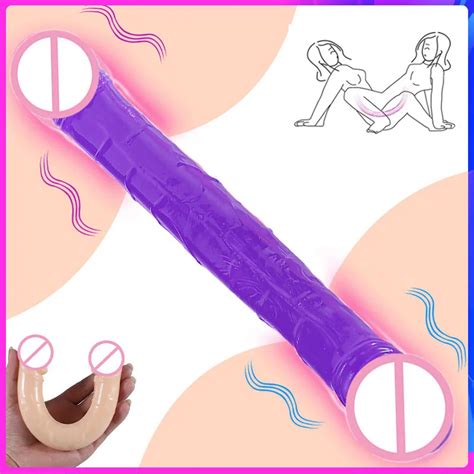 Double Head Sex U Dildo Long Jelly Realistic Dildo Flexible Big Penis