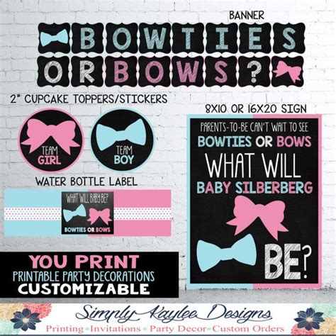 Bow Ties Or Bows Gender Reveal Party Decorations Bows Or Bow Etsy