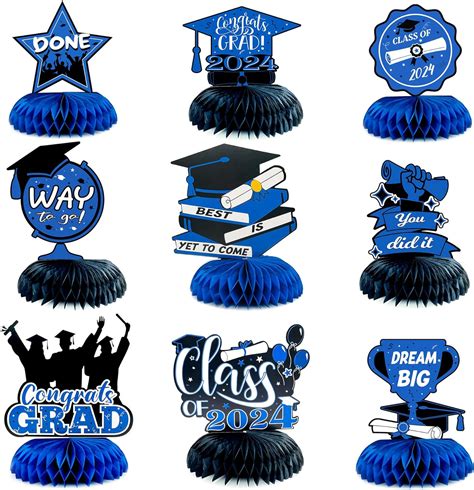 2024 Graduation Party Decorations 9pcs Navy Blue