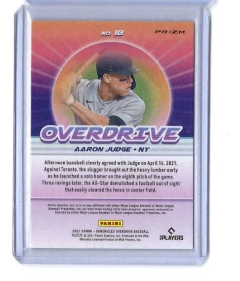 Panini Chronicles Aaron Judge Overdrive Purple Velocity Prizm