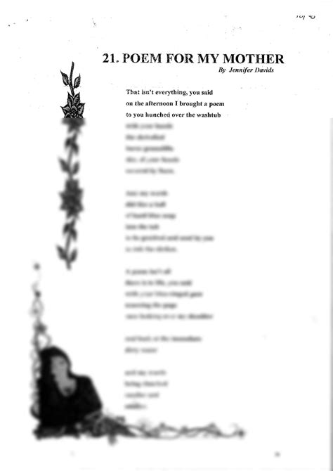 SOLUTION Poem For My Mother By Jenifer Davids Studypool