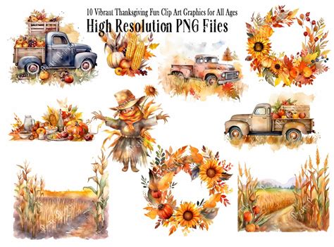 10 Thanksgiving Clip Art Graphics Perfect Fall/autumn Printable ...