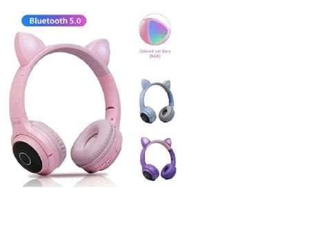 Ripley AUDÍFONOS INALÁMBRICOS BLUETOOTH GATO ROSA HEADSET LUZ RGB