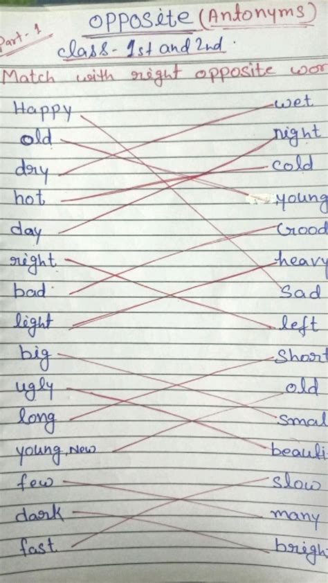 Opposite Words for Class 1 and 2 || Antonyms