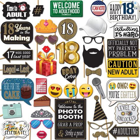 Buy Th Birthday Photo Booth Props Pc Photobooth Kit With X