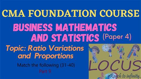 CMA FOUNDATION TAMIL Business Maths Ratio And Proportion Match