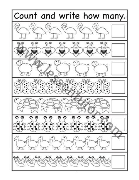 Counting And Writing Numbers Worksheets Kindergarten 2 Lesson Tutor