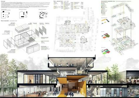 Sectional Perspective Layout Architecture Presentation Board Design