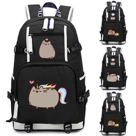 Kawaii Fat Cat Backpacks Pusheen Print Schoolbags 3pcsset