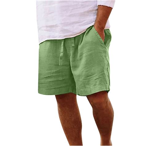 Hvyesh Cotton Linen Shorts For Men Plue Size Beach Shorts Summer