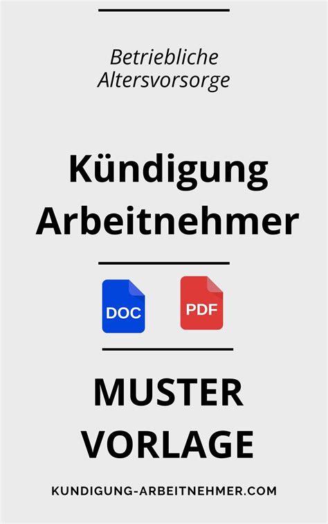 Betriebliche Altersvorsorge K Ndigung Arbeitnehmer Muster