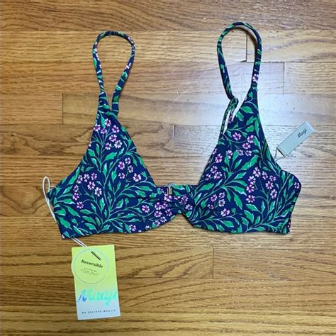 Maaji Swim Maaji Swimsuit Bralette Bikini Top Water Rose Creta Reversible Bathing Suit