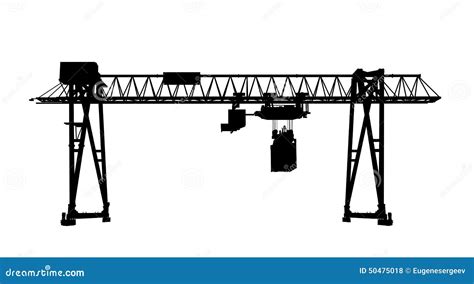 Silhueta Preta Guindaste De Pórtico Da Ponte Do Recipiente Ilustração