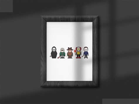 Horror Characters Pixel Poster - Etsy