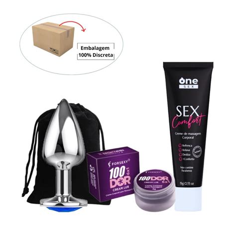 Plug Anal Em Aço Tamanho P Sex Comfort Creme Anal 100Dor 6X1 Cream Lub Multifunções Shopee