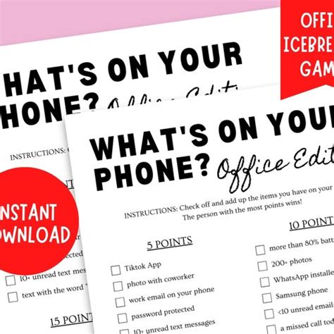 Office Party Game What S On Your Phone Team Building Etsy