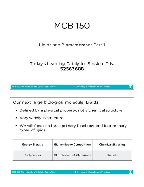 Lecture 05 Full Notes MCB 150 The Molecular And Cellular Basis Of