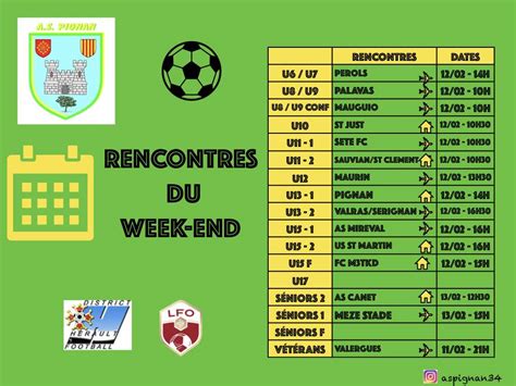 Actualité AGENDA DU WEEK END DU 12 ET 13 FEVRIER club Football AS