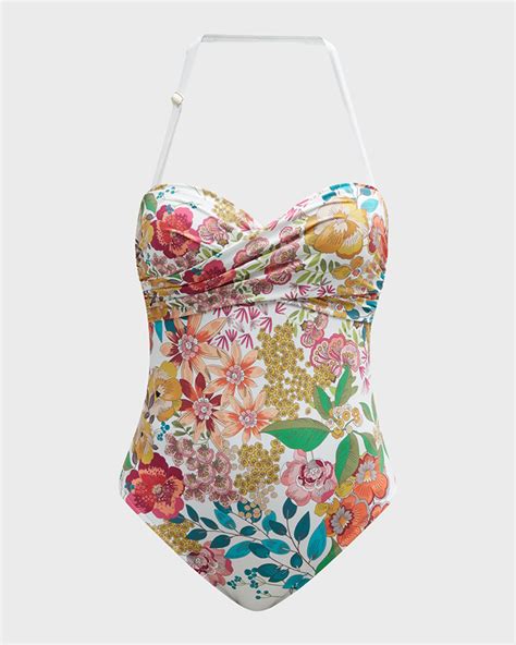 Johnny Was Twist Front Bandeau One Piece Swimsuit Neiman Marcus