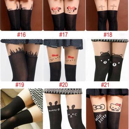 Splicing Nude And Black Sexy Pantyhose Devil Print Women Sexy Tights Tattoo Leggings Stockings