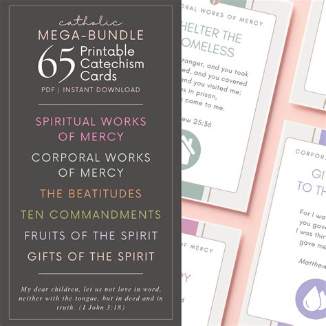 Printable Catechism Cards Catholic Mega Bundle 65 Works Of Mercy 10