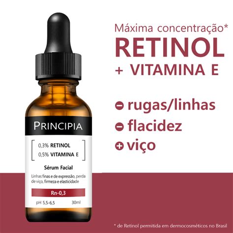 Principia Retinol E Vitamina E - Sérum Principia 0,3% Retinol + 0,5% Vitamina E 30ml - Extrafarma